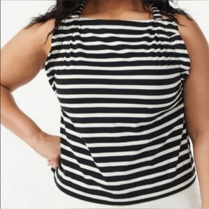 Free Assembly Apron Top Womens SZ XL Striped Simple Casual Summer Open Bacck NWT